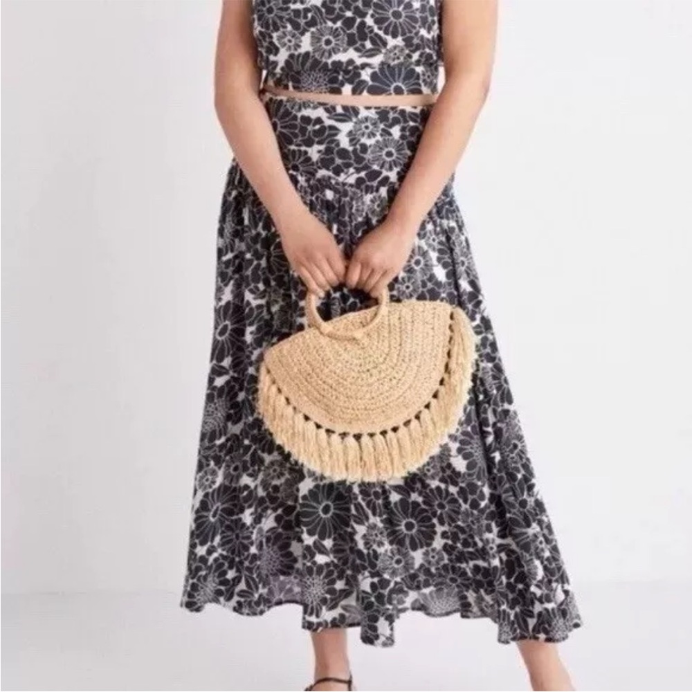 Floral Black and White Skirt
